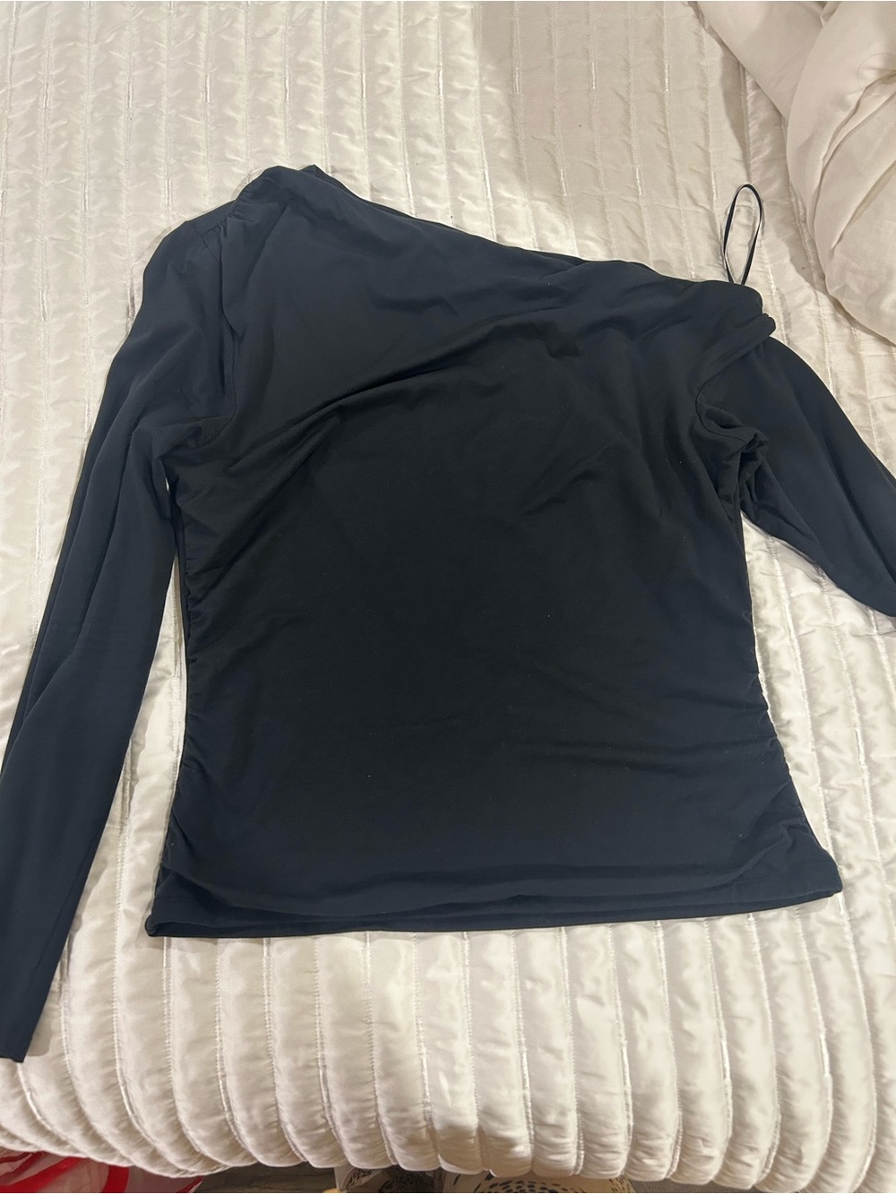 Abercrombie & Fitch Black One-Shoulder Long Sleeve Top